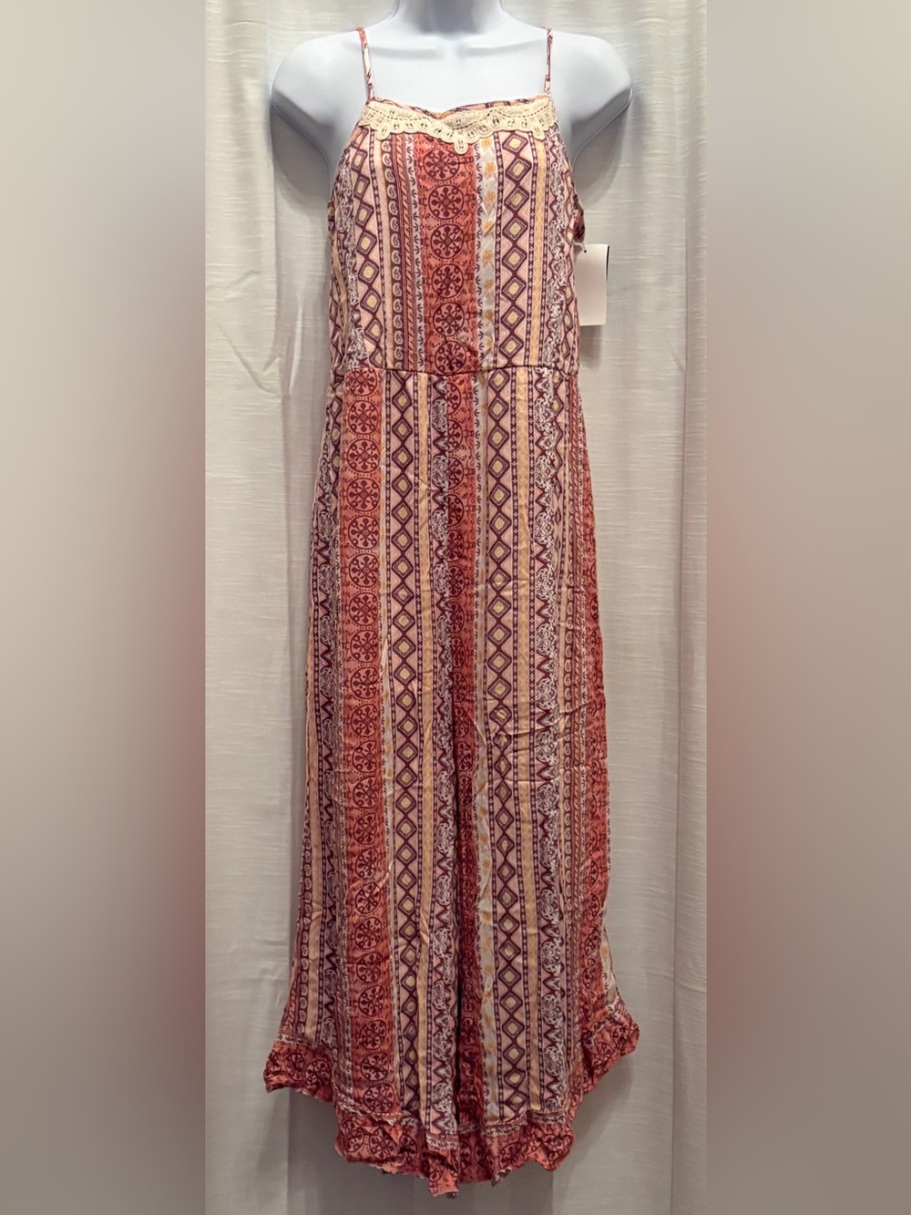 art class Rust, Cream & Mauve Textured Boho Top